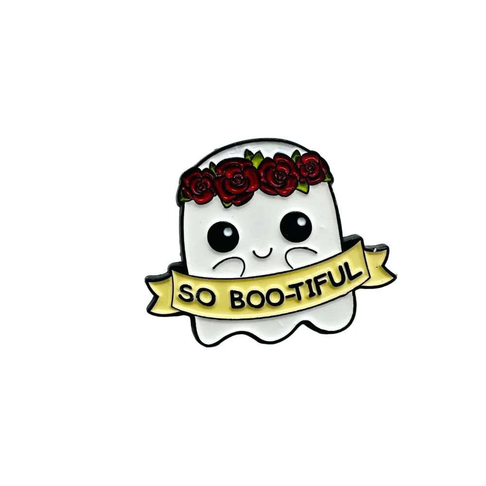 ☀️Enamel Pin host Bootiful Beautiful So Cute Needle Minder Broch White Flowers - Picture 6 of 6